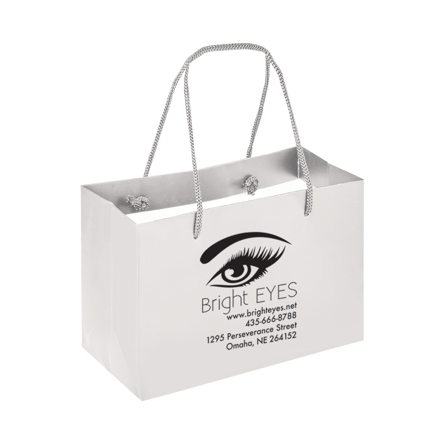 Boutique Imprinted Shopping Bags White - Laminated (Small) [Min. Order Qty: 500 Bags]