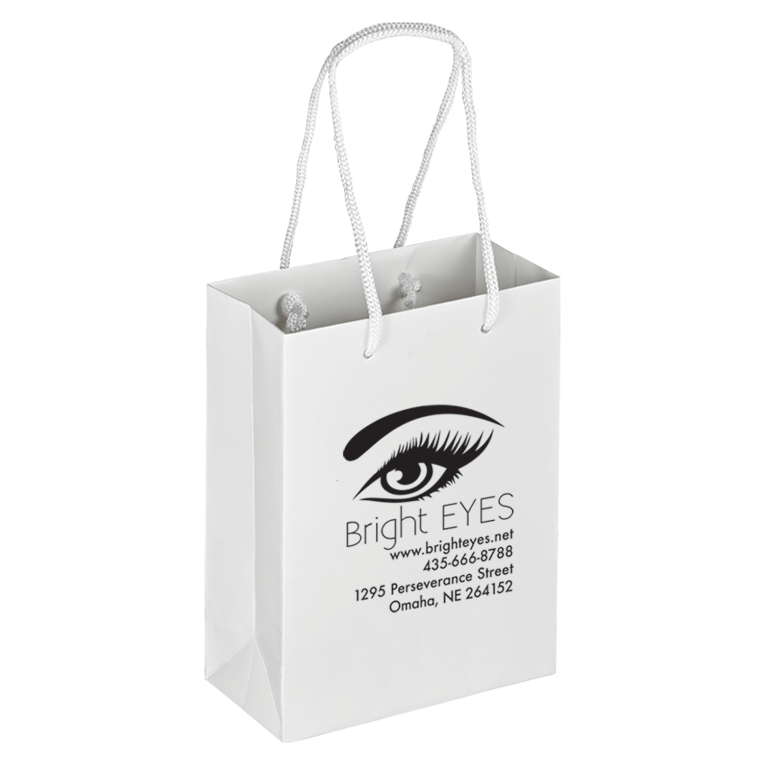 Boutique Imprinted Shopping Bags White - Laminated (Small) [Min. Order Qty: 500 Bags]