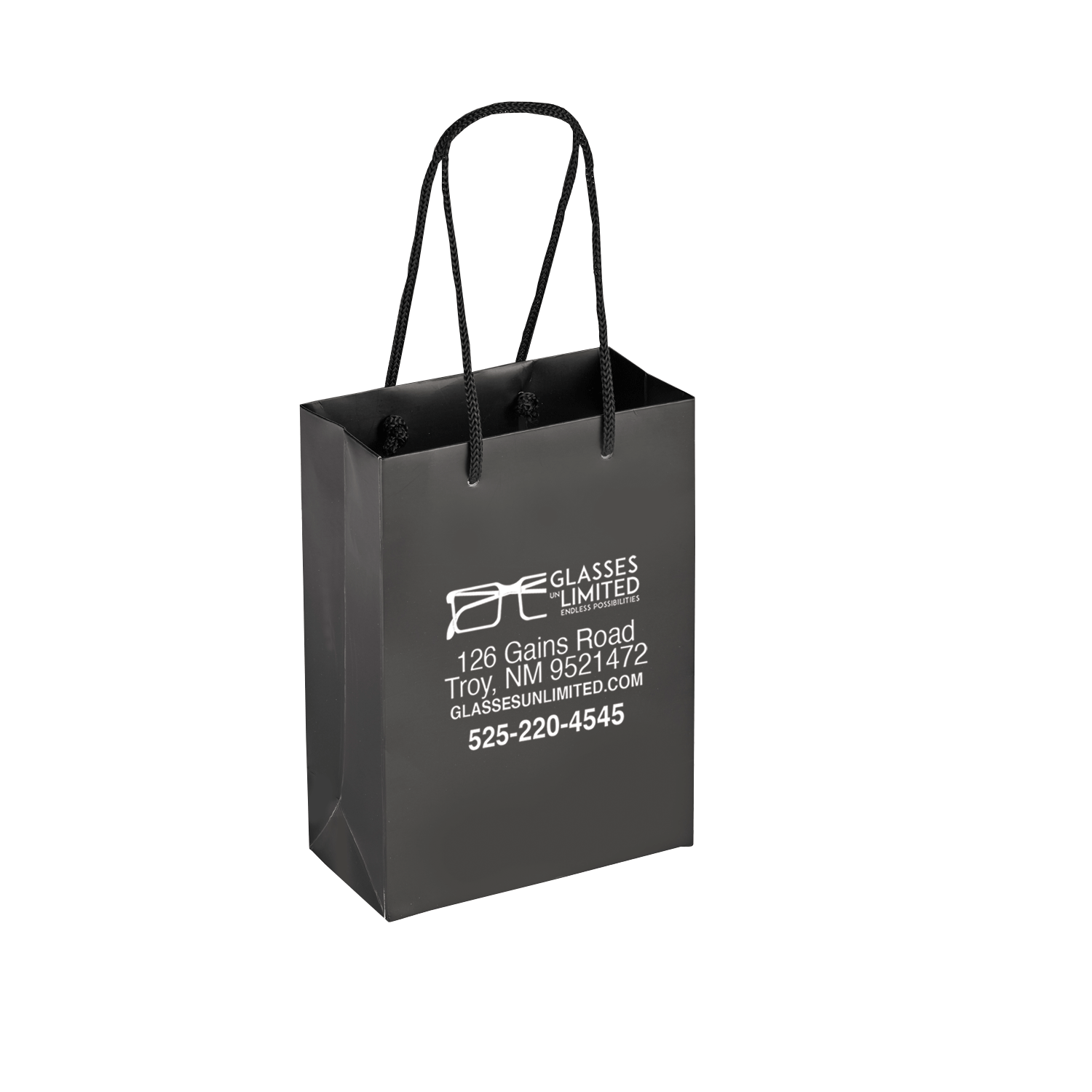 Boutique Imprinted Shopping Bags Black - Laminated (Small) [Min. Order Qty: 500 Bags]