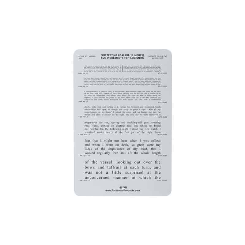 Standard Reading Test Card